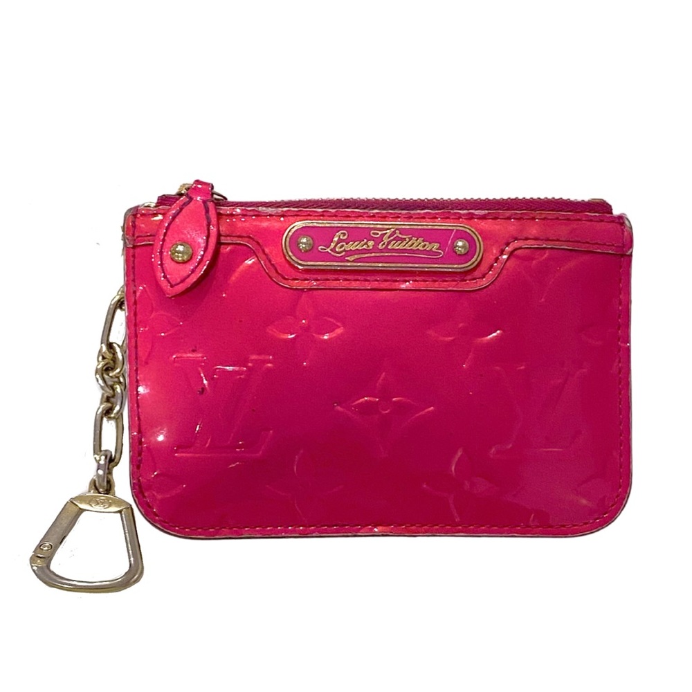 Authentic Louis Vuitton Rose Pop Hot Pink LV Monogram Logo Cles Keychain Wallet
